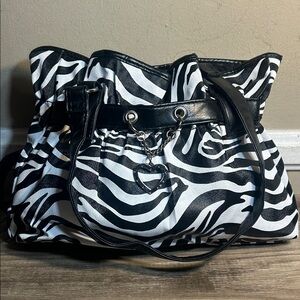 Zebra Print Women's Bag with Heart Charm